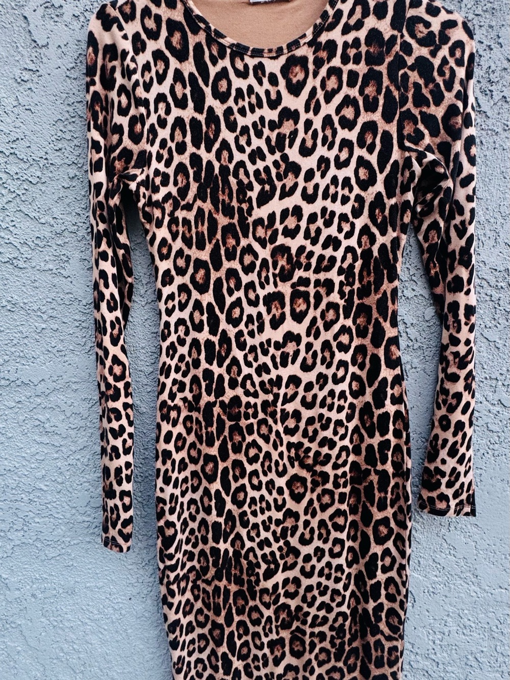 Good American Leopard Animal Print Long Sleeve Midi Dress Size M - Picture 10 of 11